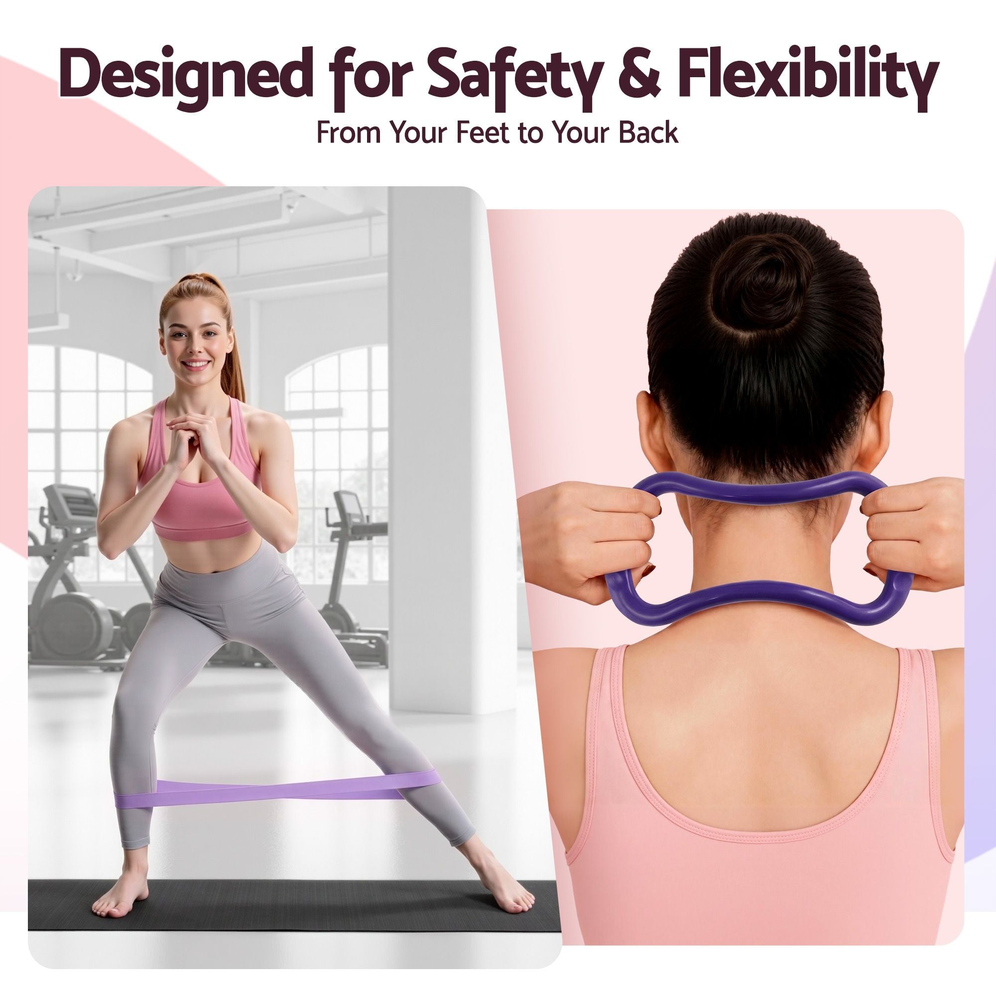 Everfit Pilates Ring Set for Women, 15pcs Home Workout Pilates Equipment with Ring, Ball, Yoga Socks, D-Ring etc. Pilates Starter Kit for Strength, Toning and Flexibility Purple