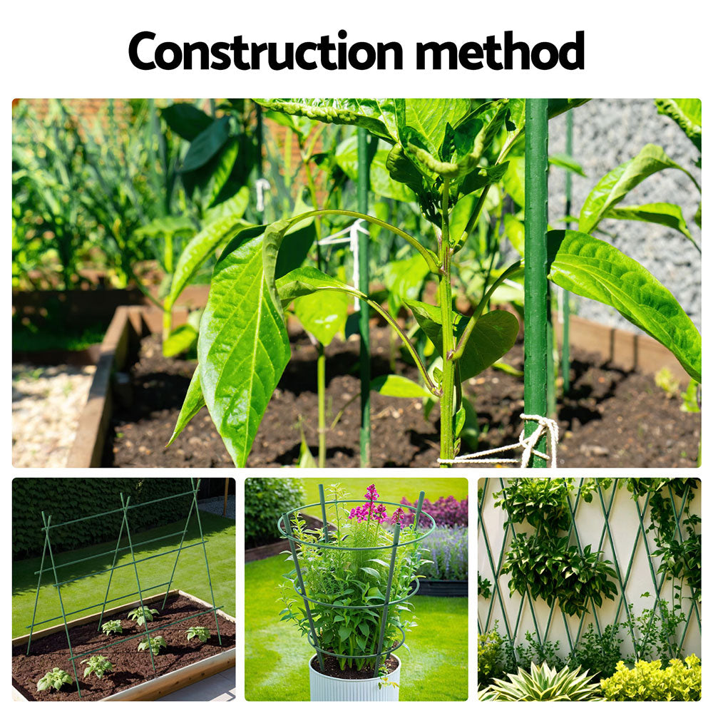 Green Fingers Garden Stakes Metal Plant Support 48pcs 60x1.1CM PS-118X11-24-GN