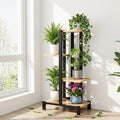 Artiss 4 Tiers Plant Stand Metal Flower Pots Shelf Indoor Outdoor Garden Home PS-4T-WOOD-LW