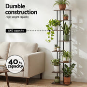 Artiss 8 Tiers Plant Stand Metal Flower Pots Shelf Indoor Outdoor Garden Home PS-8T-WOOD-DW