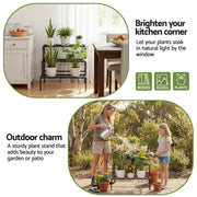 Artiss Plant Stand 3 Tier Metal Corner Plant Shelf Multiple Flower Holder Rack PS-L-3T-MT-BK