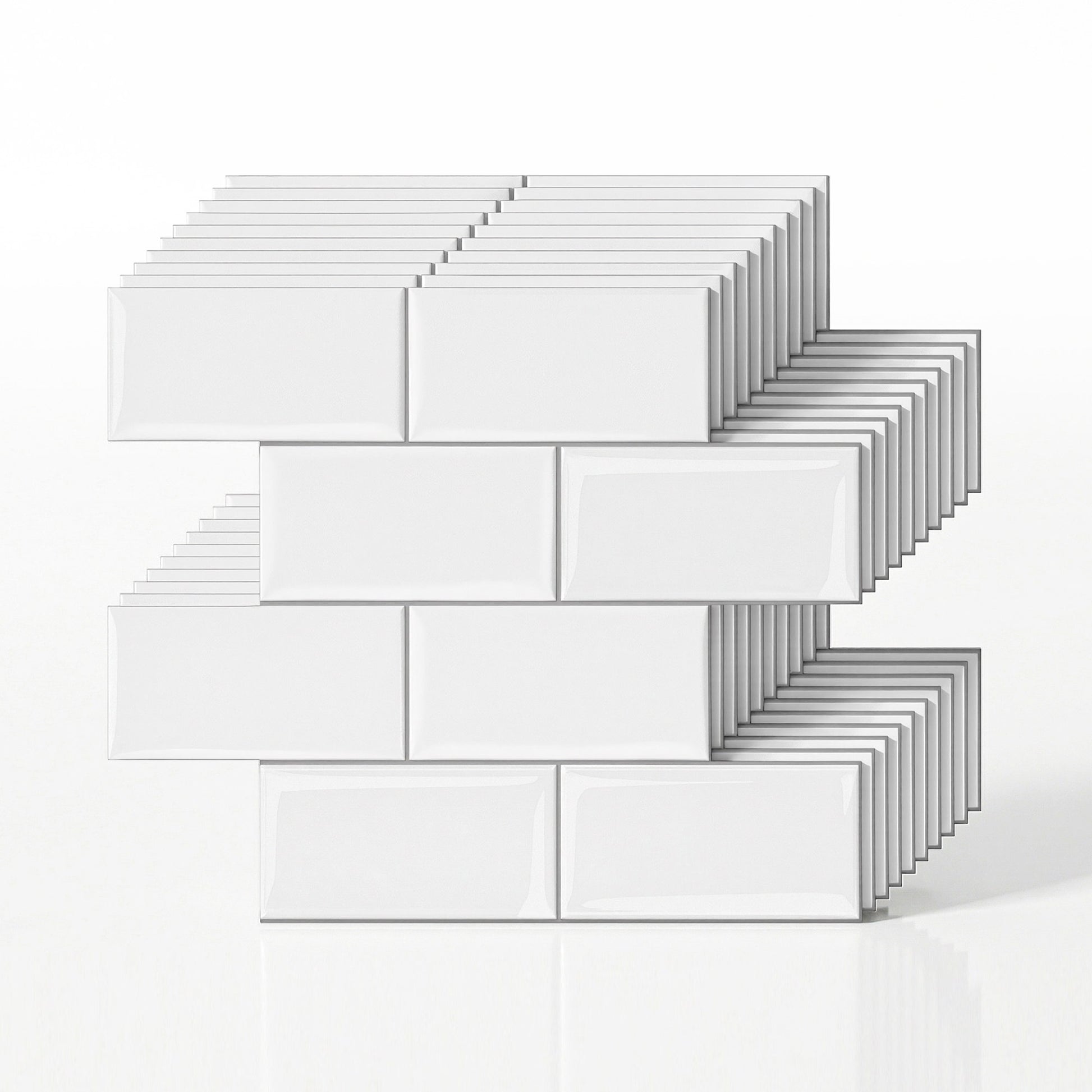 Artiss 3D Peel and Stick Wall Tiles Self Adhesive Subway Backsplash 10 Sheets, White PST-200-WH