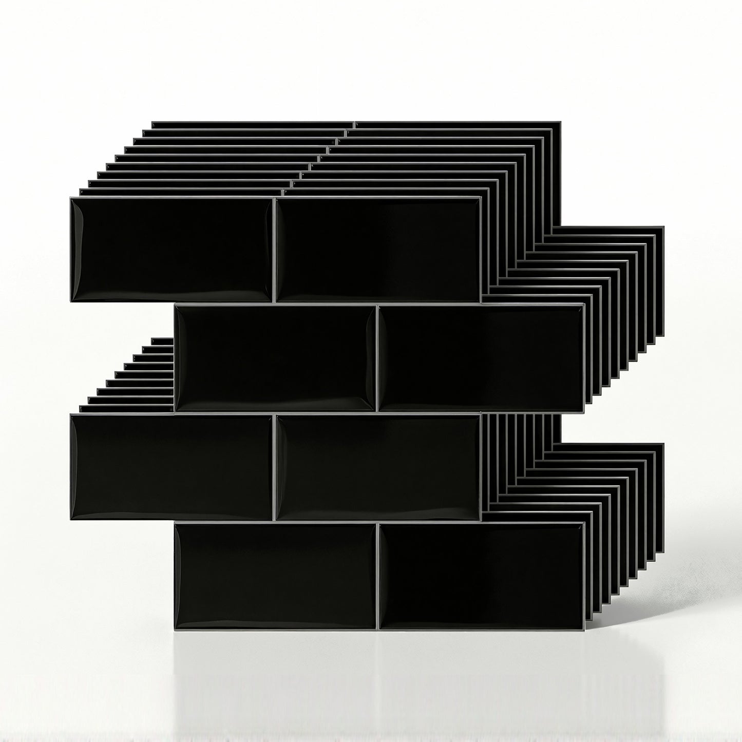 Artiss 3D Peel and Stick Wall Tiles Self Adhesive Subway Backsplash 10 Sheets, Black PST-216-BK