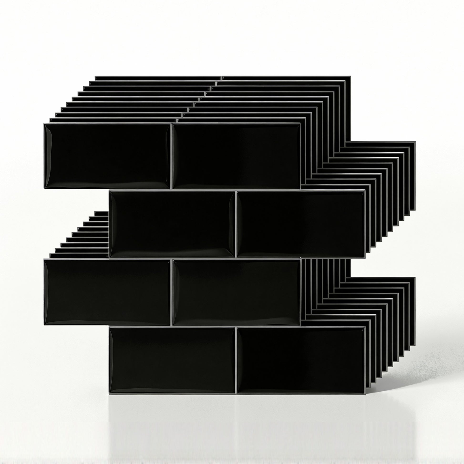 Artiss 3D Peel and Stick Wall Tiles Self Adhesive Subway Backsplash 10 Sheets, Black PST-216-BK