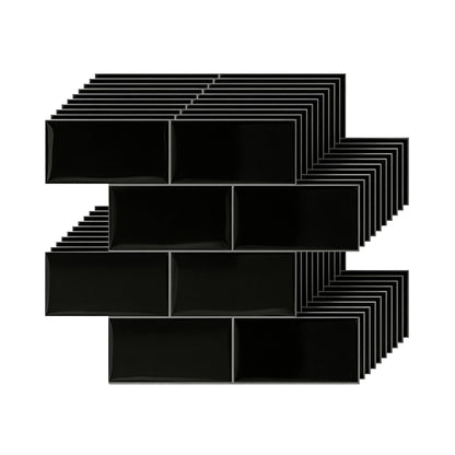 Artiss 3D Peel and Stick Wall Tiles Self Adhesive Subway Backsplash 10 Sheets, Black PST-216-BK