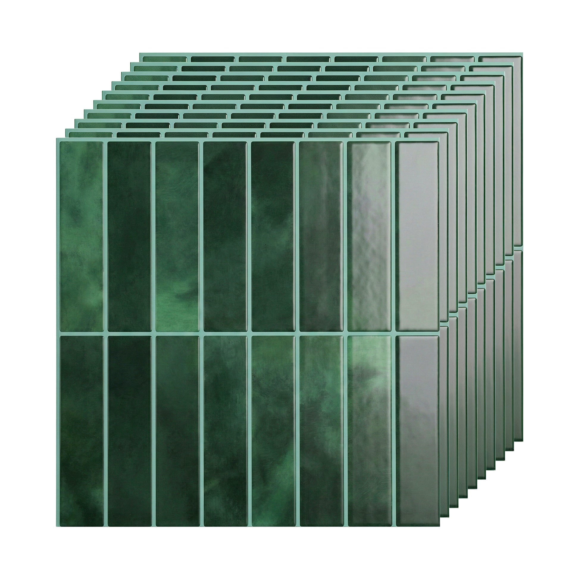 Artiss 3D Peel and Stick Wall Tiles Self Adhesive LinearGrid Backsplash 10 Sheets, Green PST-546-GN