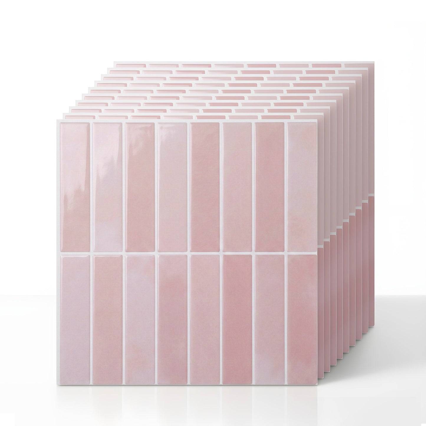 Artiss 3D Peel and Stick Wall Tiles Self Adhesive LinearGrid Backsplash 10 Sheets, Pink PST-614-PK