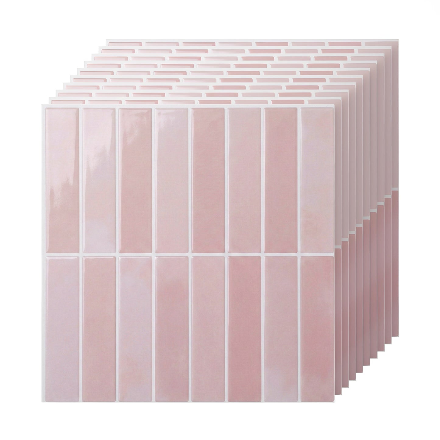 Artiss 3D Peel and Stick Wall Tiles Self Adhesive LinearGrid Backsplash 10 Sheets, Pink PST-614-PK