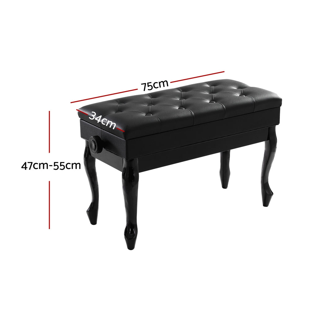 Alpha Piano Bench Stool Adjustable Height Keyboard Seat PSTOL-CUR-75-BK