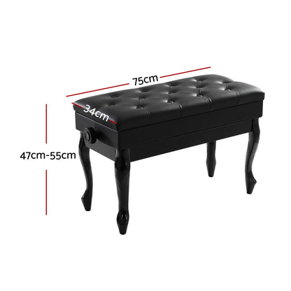 Alpha Piano Bench Stool Adjustable Height Keyboard Seat PSTOL-CUR-75-BK