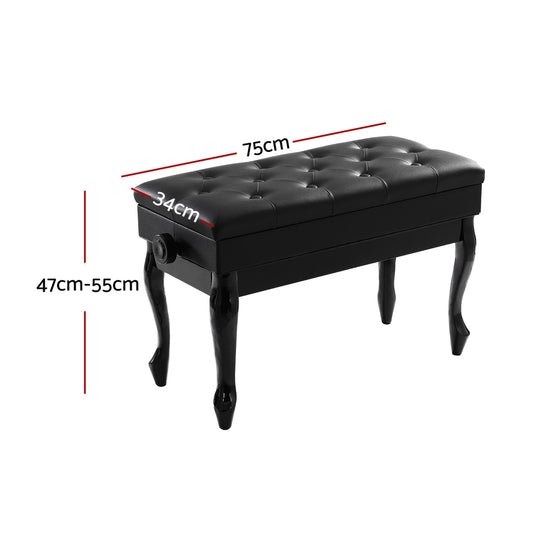 Alpha Piano Bench Stool Adjustable Height Keyboard Seat PSTOL-CUR-75-BK