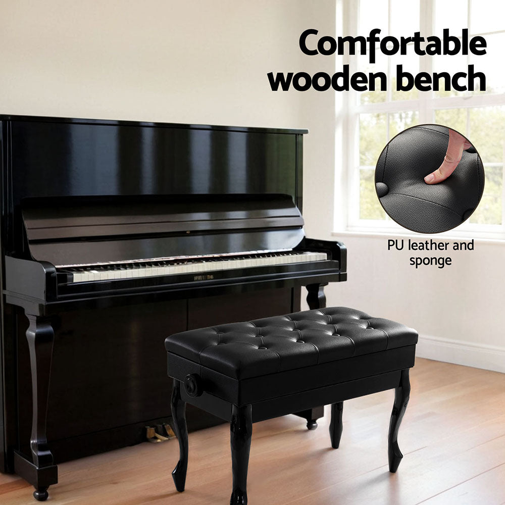 Alpha Piano Bench Stool Adjustable Height Keyboard Seat PSTOL-CUR-75-BK