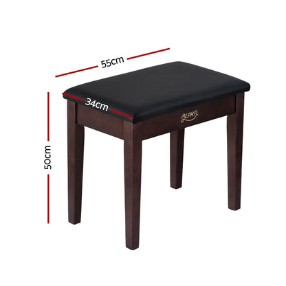 Alpha Piano Bench Stool with Storage Wooden PU Leather PSTOL-STR-55-BR