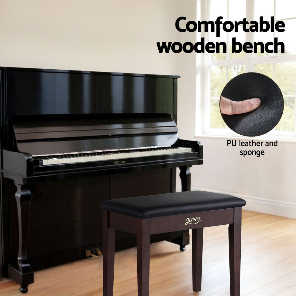 Alpha Piano Bench Stool with Storage Wooden PU Leather PSTOL-STR-55-BR
