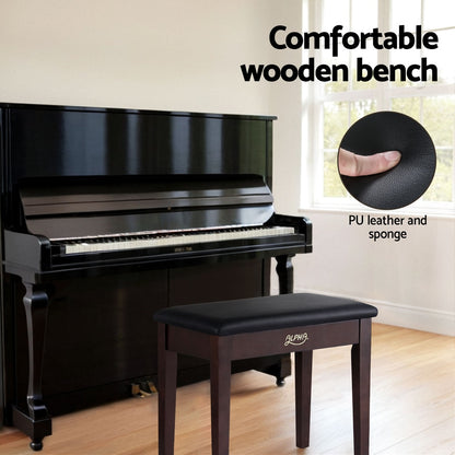 Alpha Piano Bench Stool with Storage Wooden PU Leather PSTOL-STR-55-BR