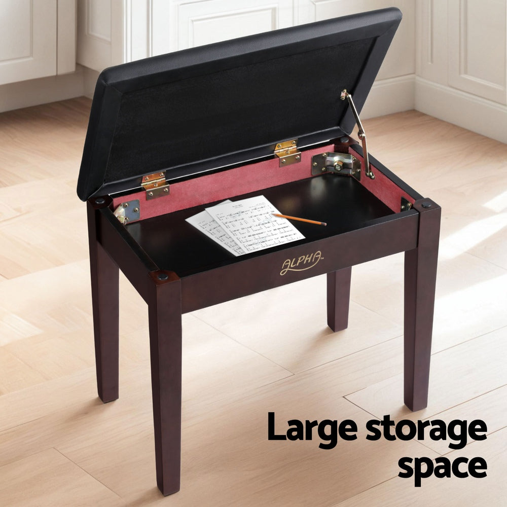Alpha Piano Bench Stool with Storage Wooden PU Leather PSTOL-STR-55-BR
