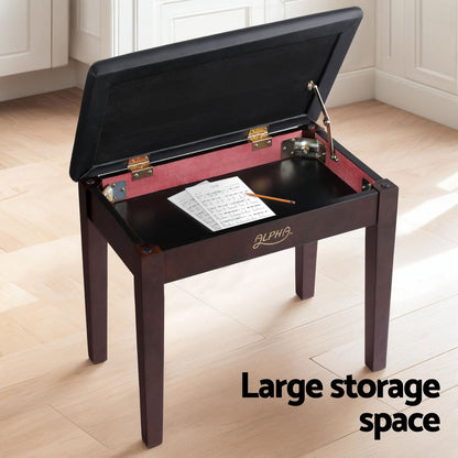 Alpha Piano Bench Stool with Storage Wooden PU Leather PSTOL-STR-55-BR