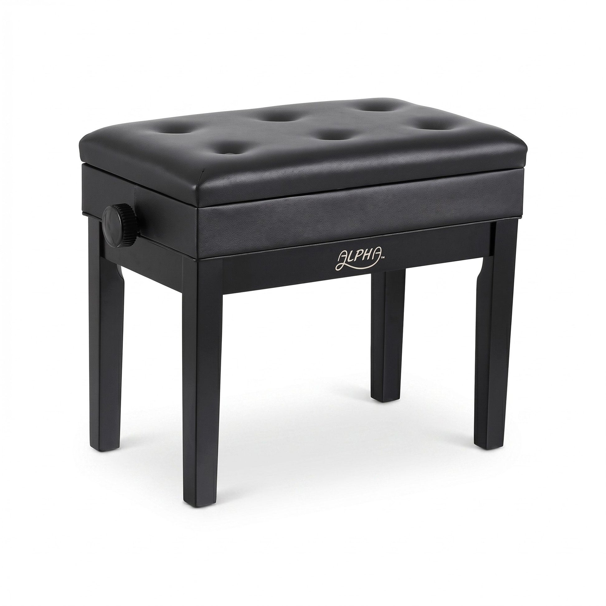 Alpha Adjustable Piano Bench Wooden Keyboard Seat Padded Music Chair Black PSTOL-STR-55KNOB-BK