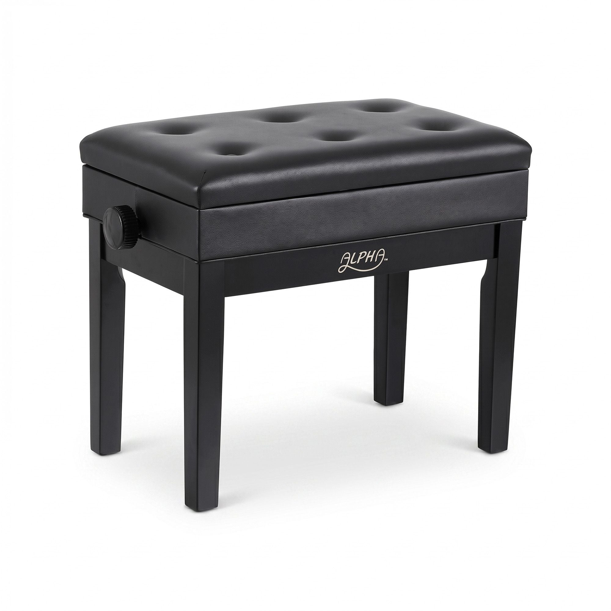 Alpha Adjustable Piano Bench Wooden Keyboard Seat Padded Music Chair Black PSTOL-STR-55KNOB-BK