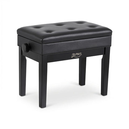 Alpha Adjustable Piano Bench Wooden Keyboard Seat Padded Music Chair Black PSTOL-STR-55KNOB-BK