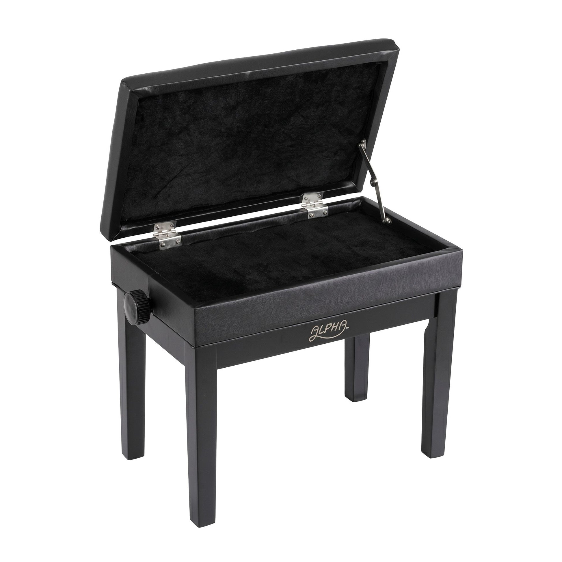 Alpha Adjustable Piano Bench Wooden Keyboard Seat Padded Music Chair Black PSTOL-STR-55KNOB-BK