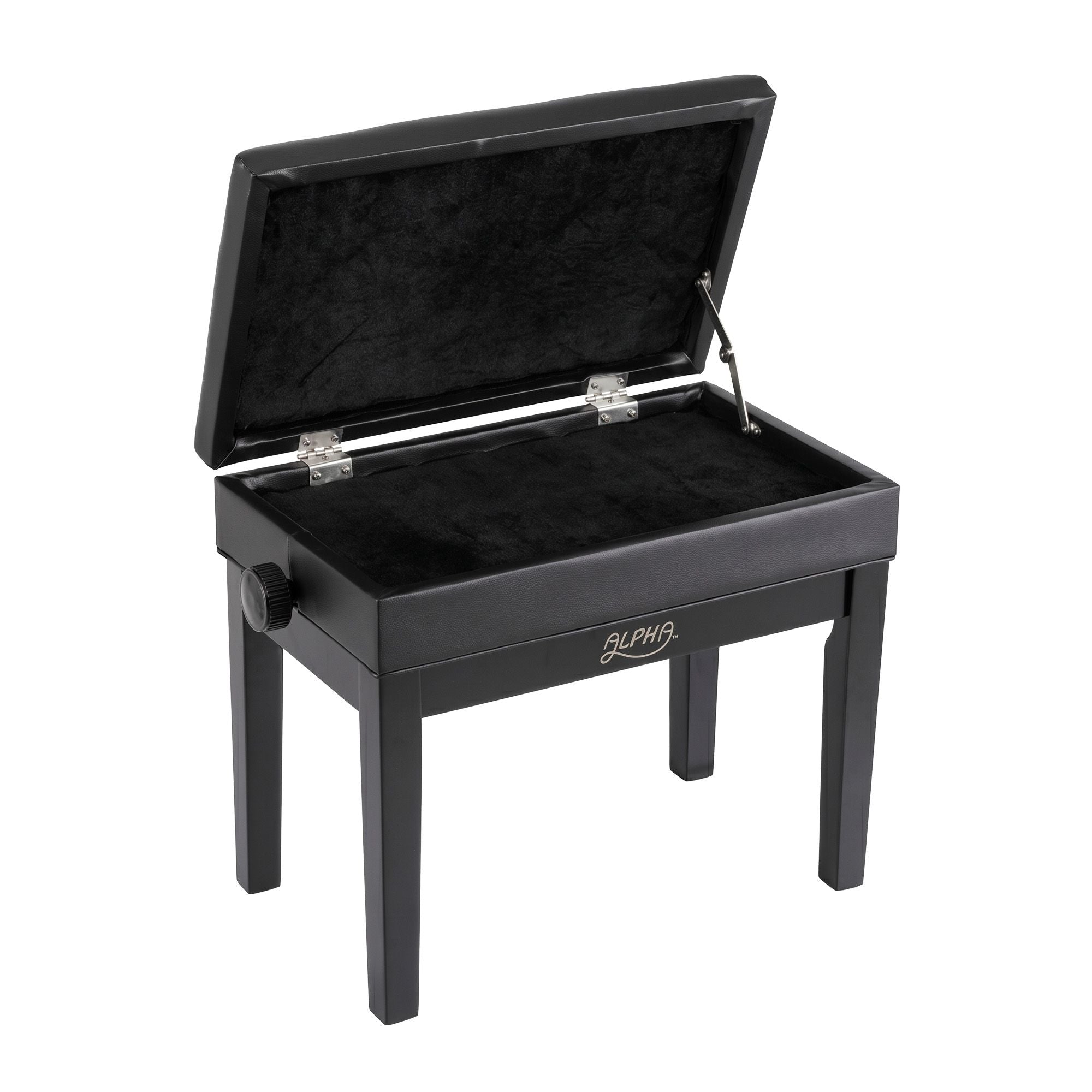 Alpha Adjustable Piano Bench Wooden Keyboard Seat Padded Music Chair Black PSTOL-STR-55KNOB-BK