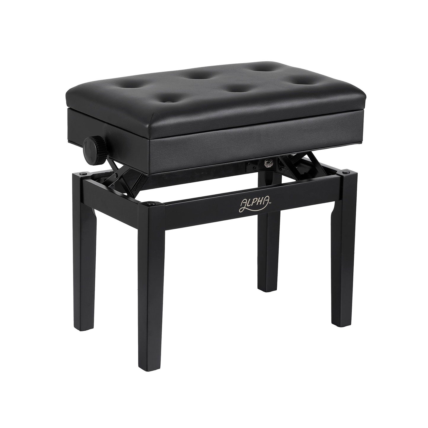 Alpha Adjustable Piano Bench Wooden Keyboard Seat Padded Music Chair Black PSTOL-STR-55KNOB-BK