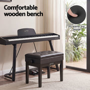 Alpha Adjustable Piano Bench Wooden Keyboard Seat Padded Music Chair Black PSTOL-STR-55KNOB-BK