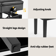Alpha Adjustable Piano Bench Wooden Keyboard Seat Padded Music Chair Black PSTOL-STR-55KNOB-BK