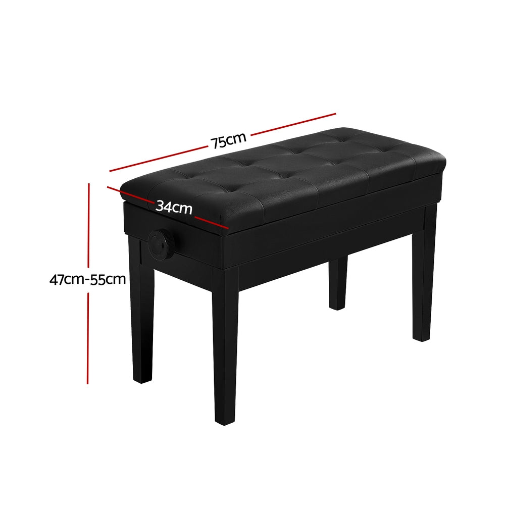 Alpha Piano Bench Stool Adjustable Height Keyboard Seat PSTOL-STR-75-BK