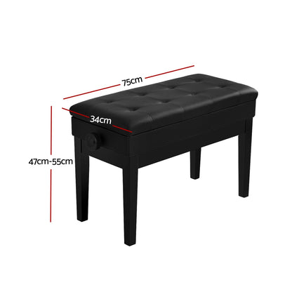 Alpha Piano Bench Stool Adjustable Height Keyboard Seat PSTOL-STR-75-BK
