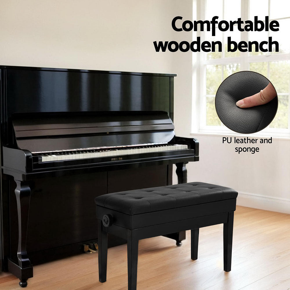 Alpha Piano Bench Stool Adjustable Height Keyboard Seat PSTOL-STR-75-BK