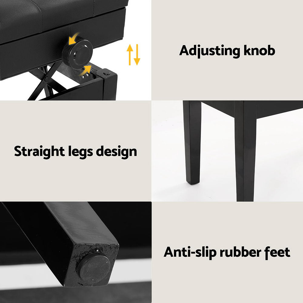 Alpha Piano Bench Stool Adjustable Height Keyboard Seat PSTOL-STR-75-BK