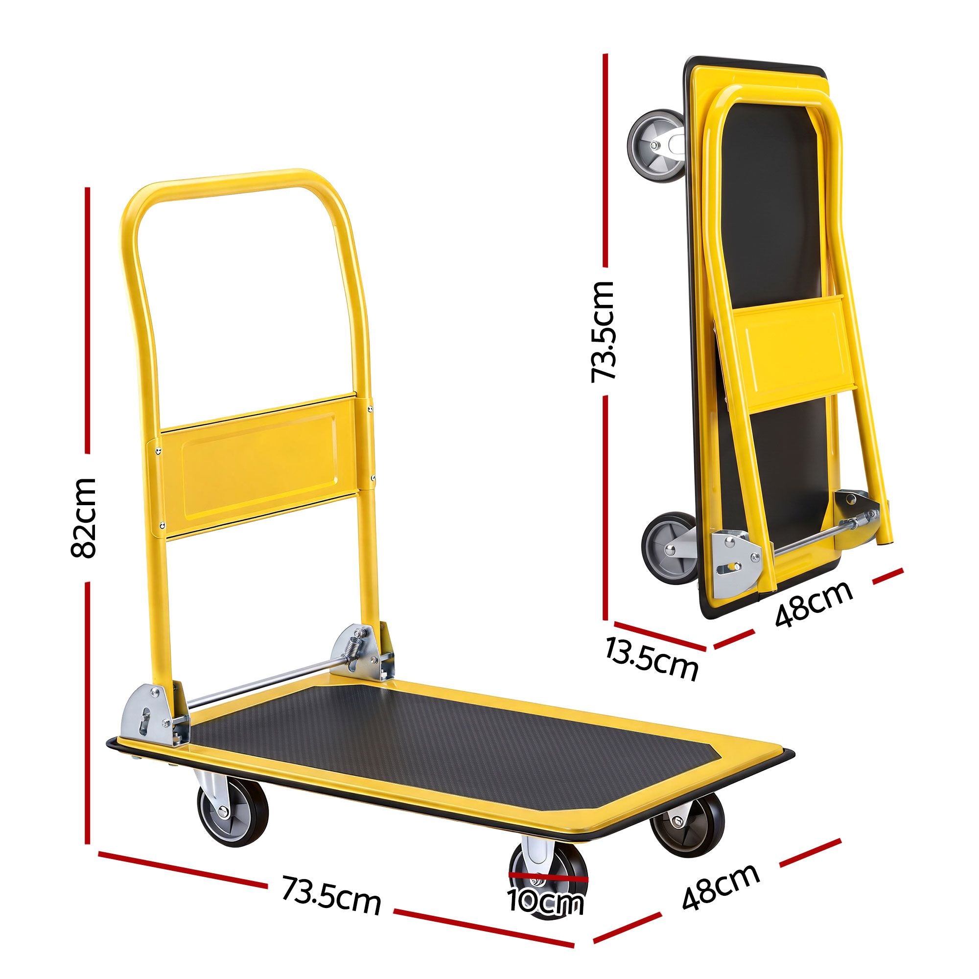 Giantz Platform Trolley Hand Truck Folding Platform Cart 150kg Load Yellow