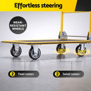 Giantz Platform Trolley Hand Truck Folding Platform Cart 150kg Load Yellow
