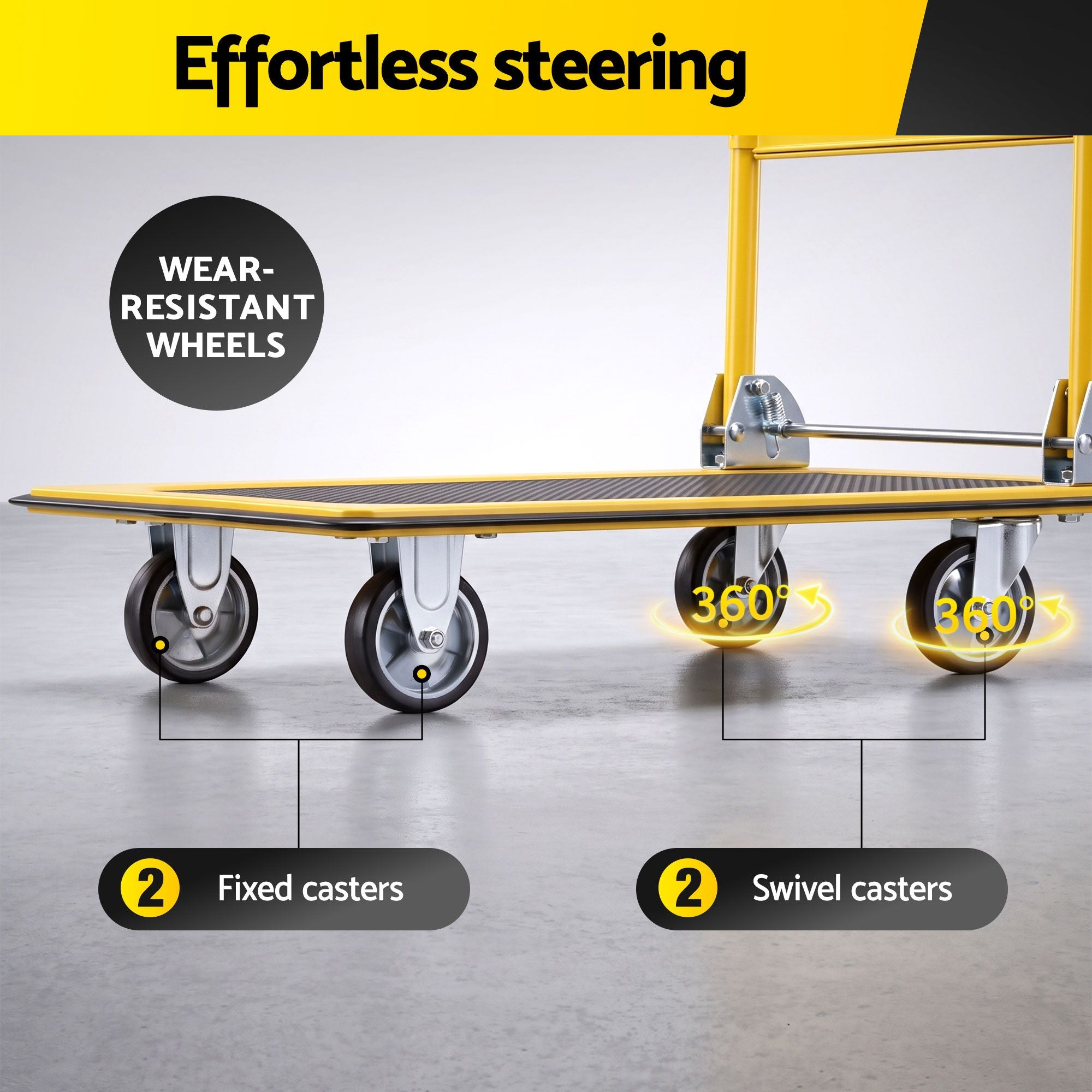 Giantz Platform Trolley Hand Truck Folding Platform Cart 150kg Load Yellow