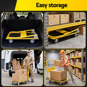 Giantz Platform Trolley Hand Truck Folding Platform Cart 150kg Load Yellow