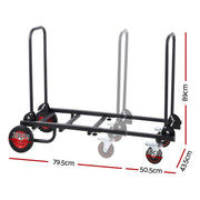Giantz Foldable Hand Trolley Collapsible Transport Cart 180kg Load Black
