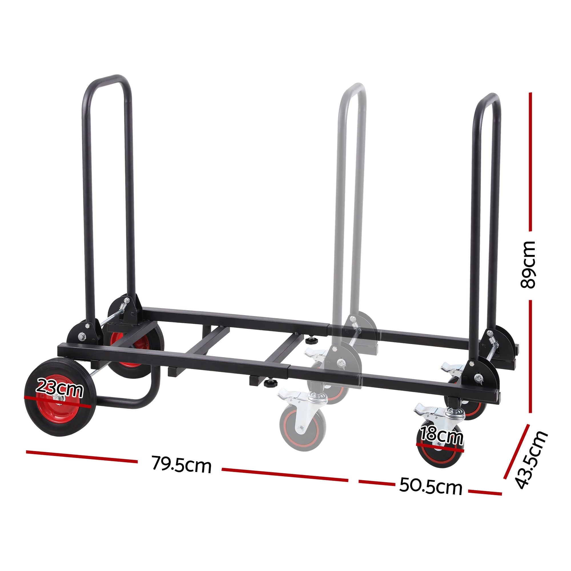 Giantz Foldable Hand Trolley Collapsible Transport Cart 180kg Load Black