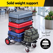 Giantz Foldable Hand Trolley Collapsible Transport Cart 180kg Load Black