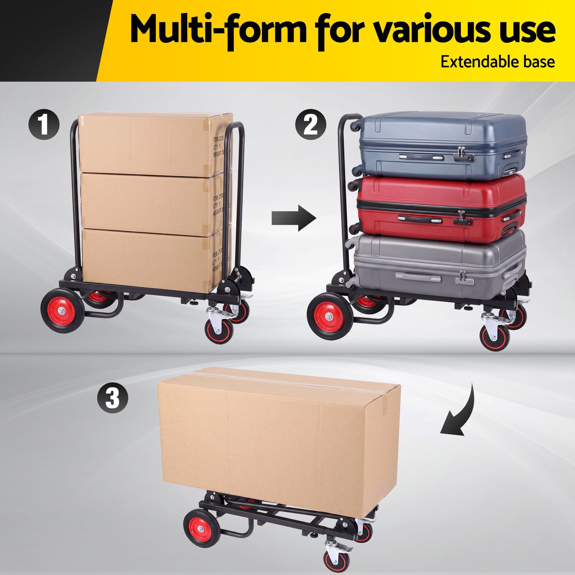 Giantz Foldable Hand Trolley Collapsible Transport Cart 180kg Load Black