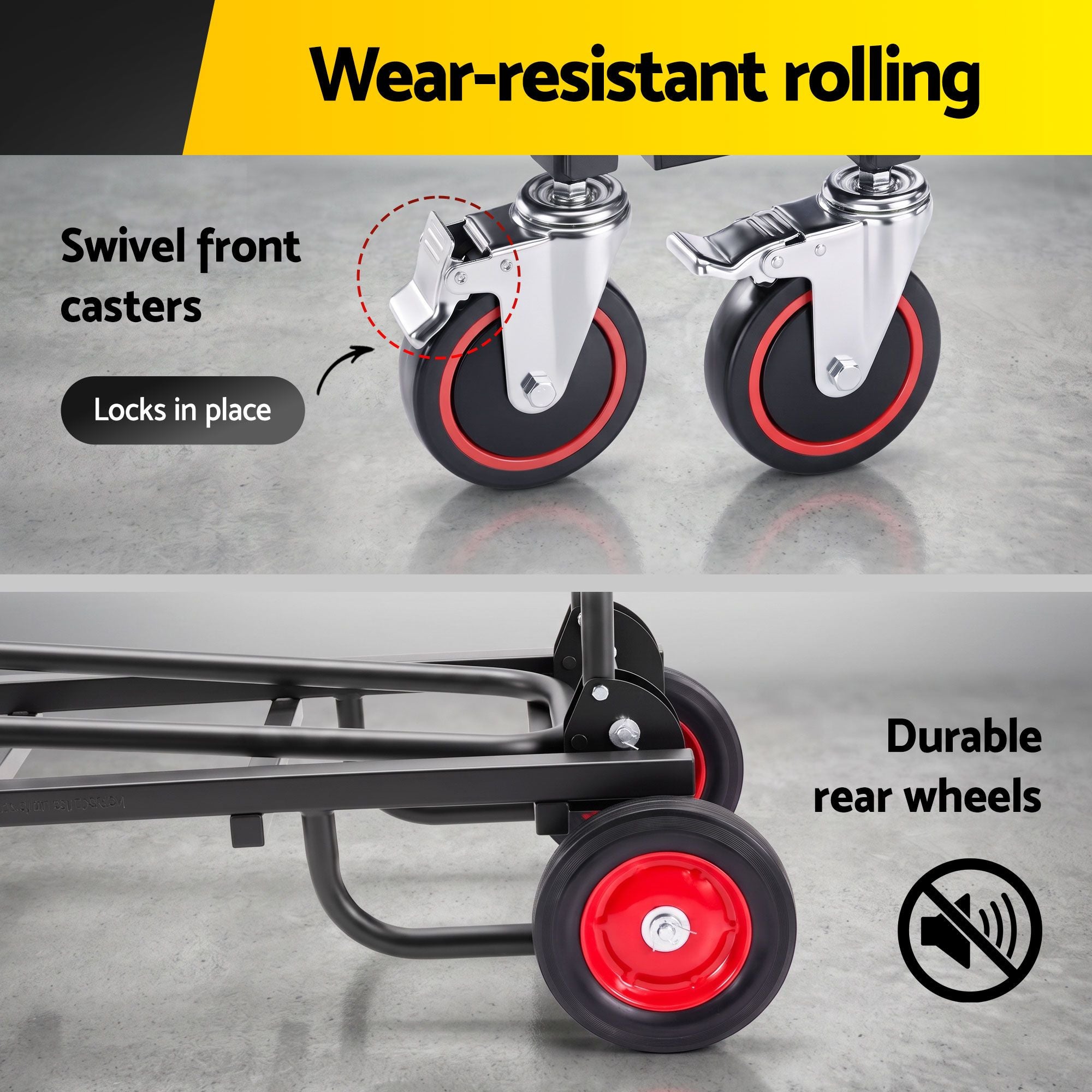 Giantz Foldable Hand Trolley Collapsible Transport Cart 180kg Load Black