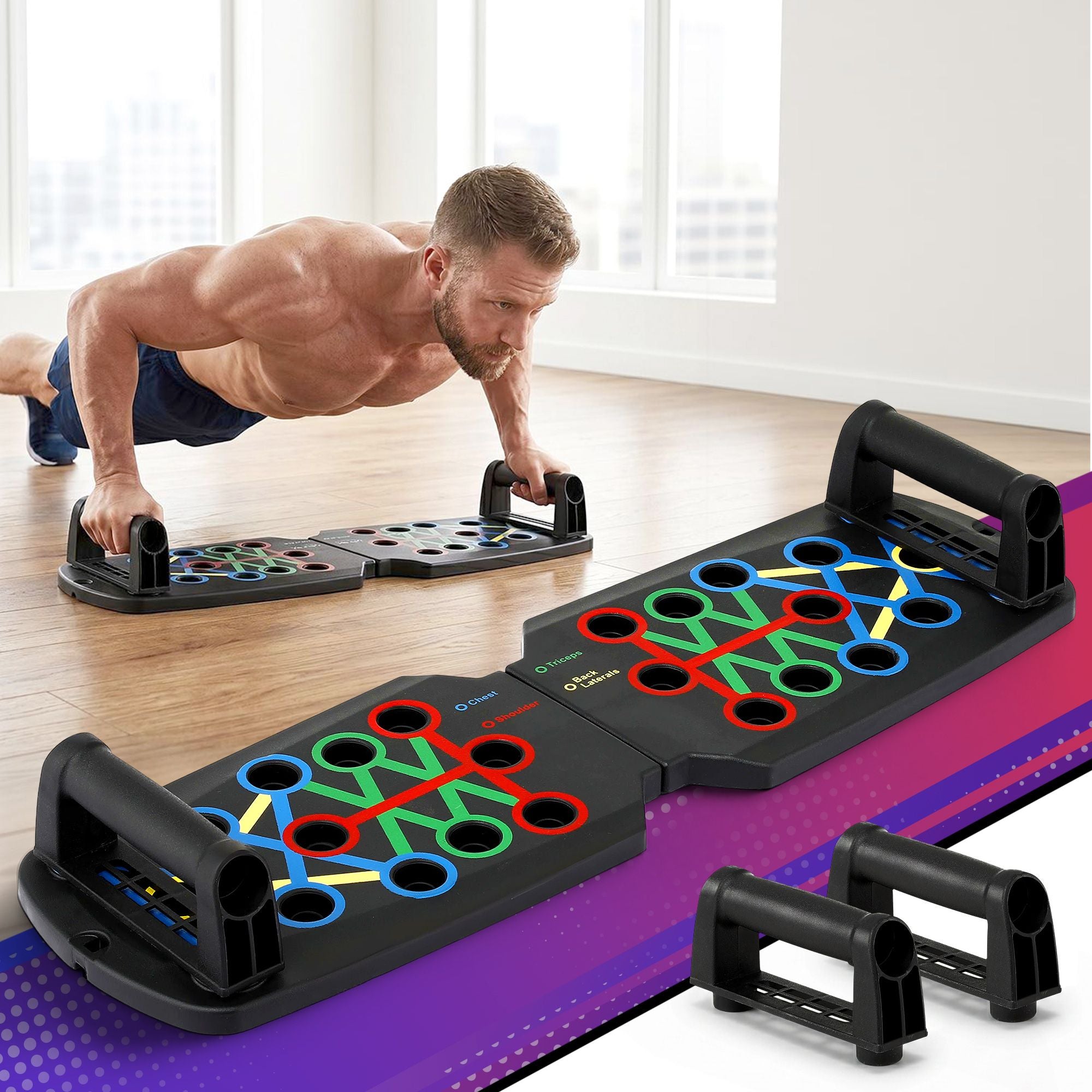 Everfit Push Up Board Home Gym Multi Function Workout Rack Black