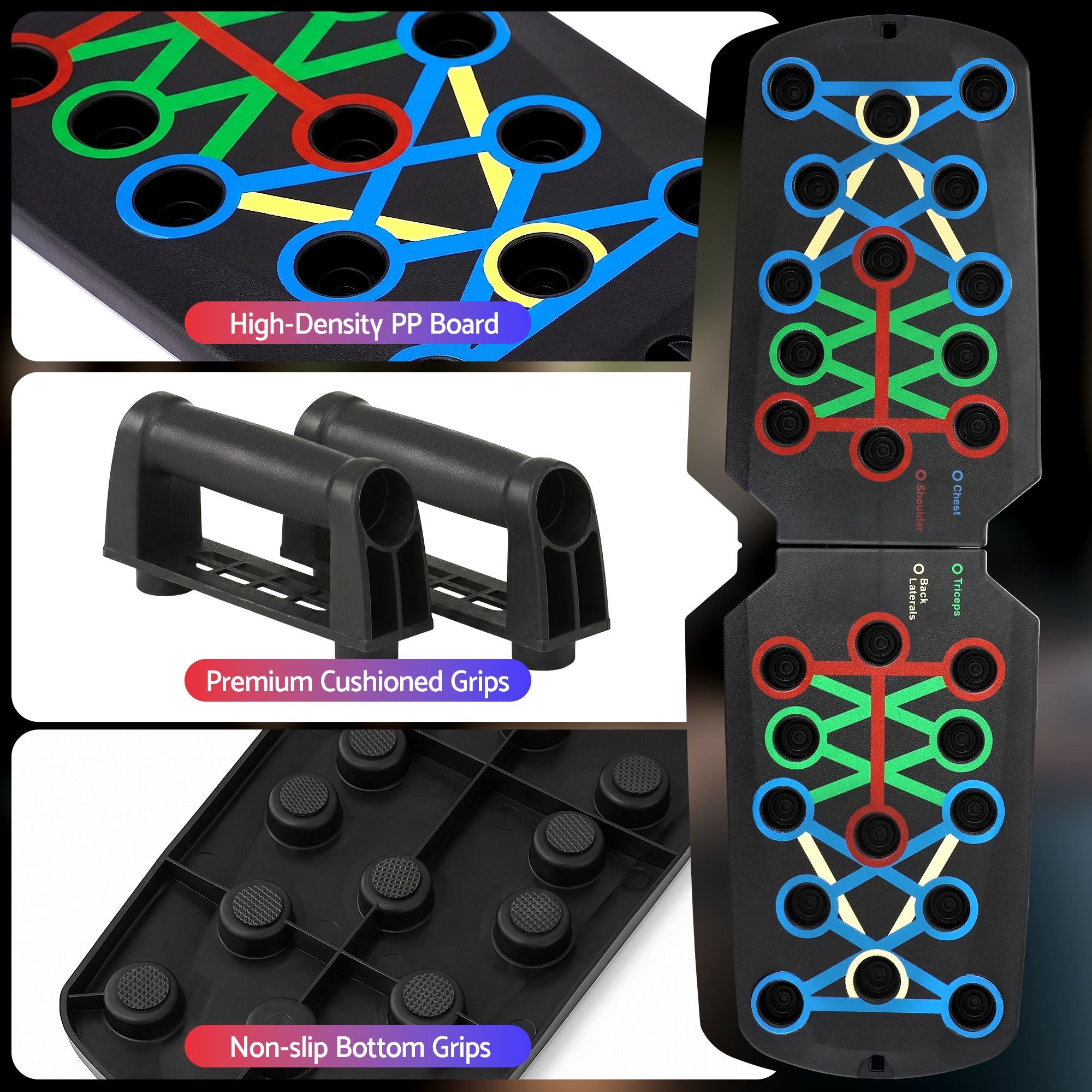 Everfit Push Up Board Home Gym Multi Function Workout Rack Black