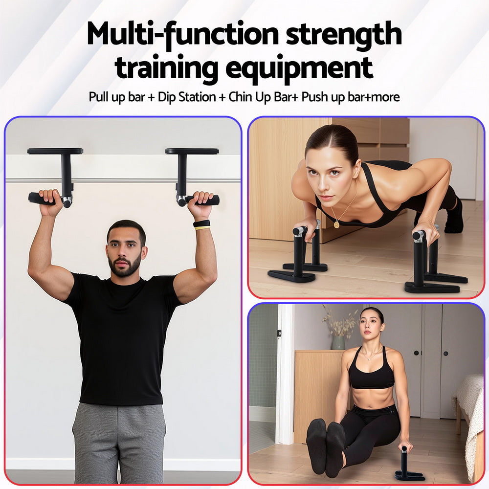 Everfit Pull Up Bar Chin Up Grips Foldable Doorway Gym Portable Black PUB-A-5011A-BK