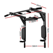 Everfit Pull Up Bar Dip Station Multi Gym 150kg Home Power Station Black Red PUB-A-6007-BK