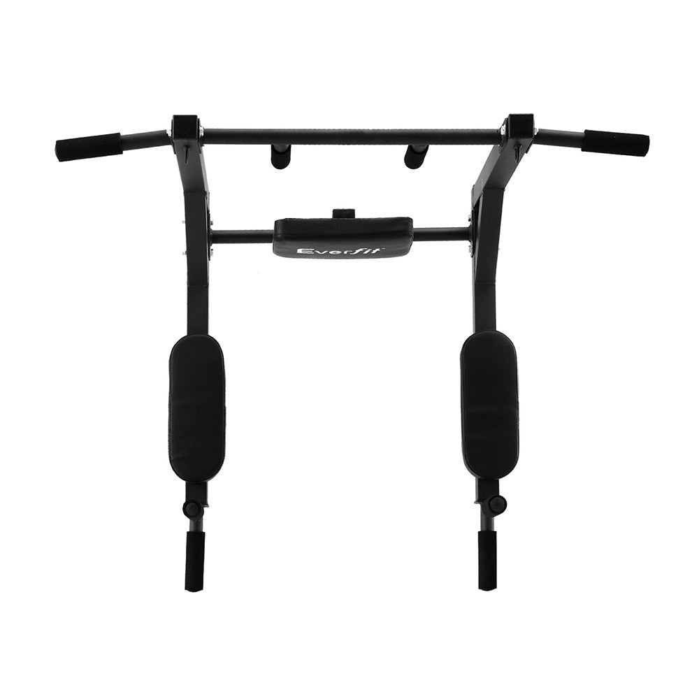 Everfit Pull Up Bar Dip Station Multi Gym 150kg Home Power Station Black Red PUB-A-6007-BK