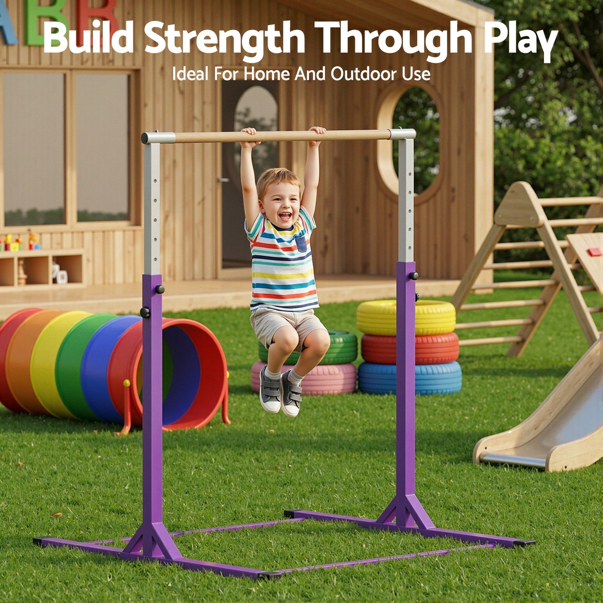 Everfit Kids Gymnastics Bar Pull Up Station Monkey Bar Adjustable Indoor Garden PUB-A-KID-PP