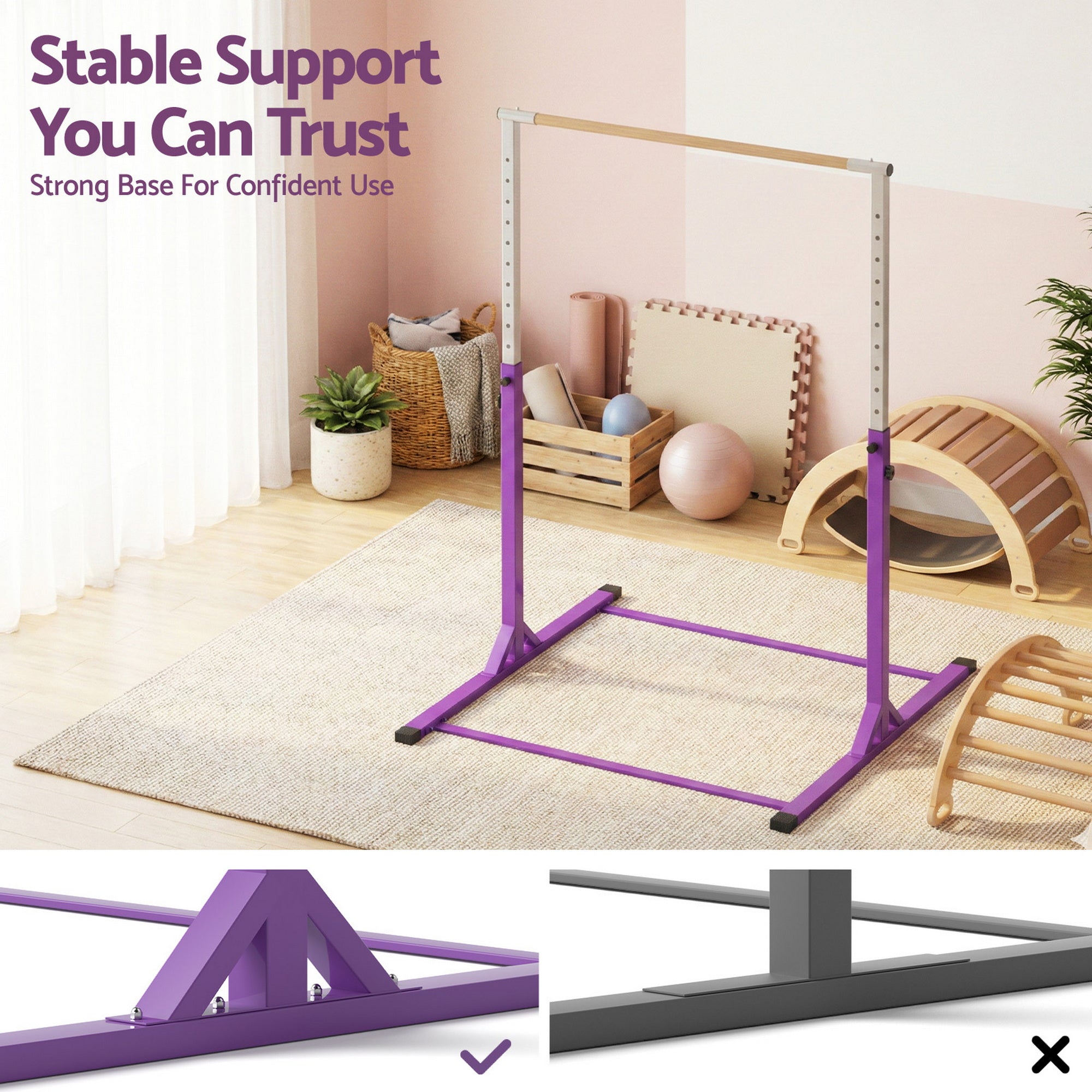 Everfit Kids Gymnastics Bar Pull Up Station Monkey Bar Adjustable Indoor Garden PUB-A-KID-PP