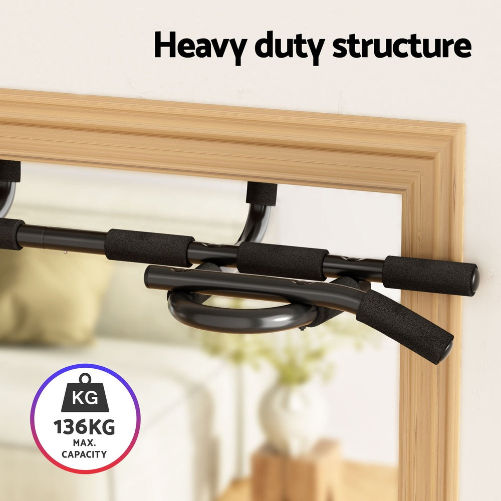 Everfit Pull Up Bar 104CM Doorway Chin Up Horizontal Bar Gym PUB-A-L-BK